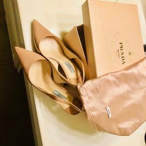 Prada Nude Patent Leather Slingbacks